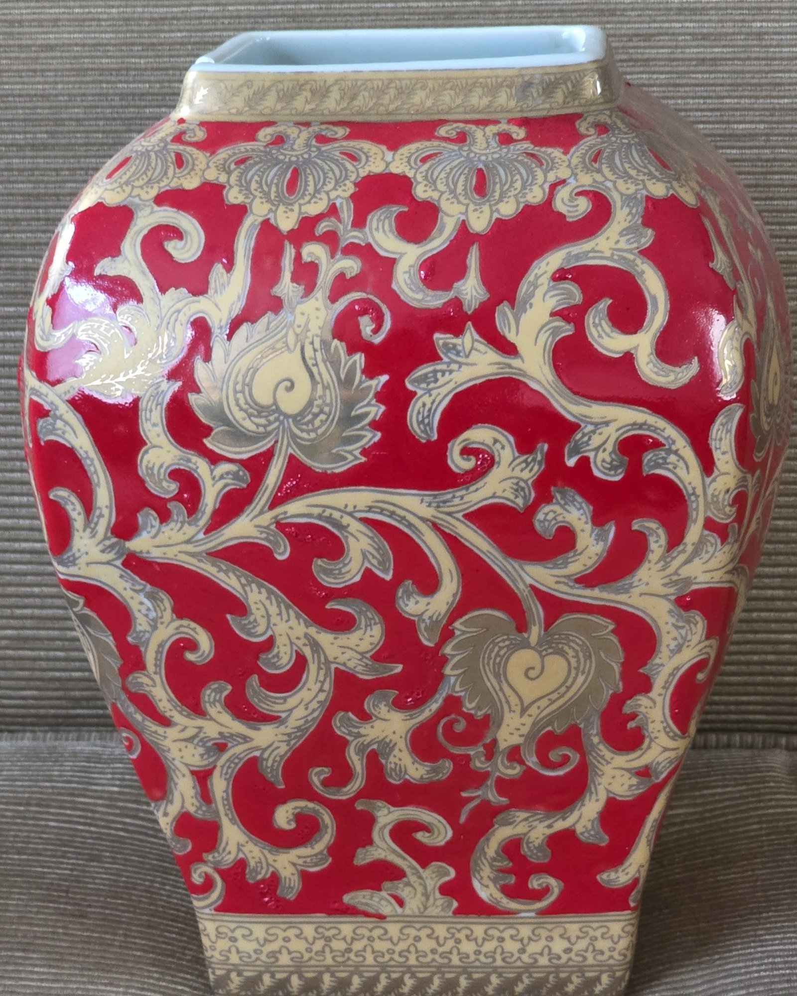 Chinese-Style Red and Gold Vase