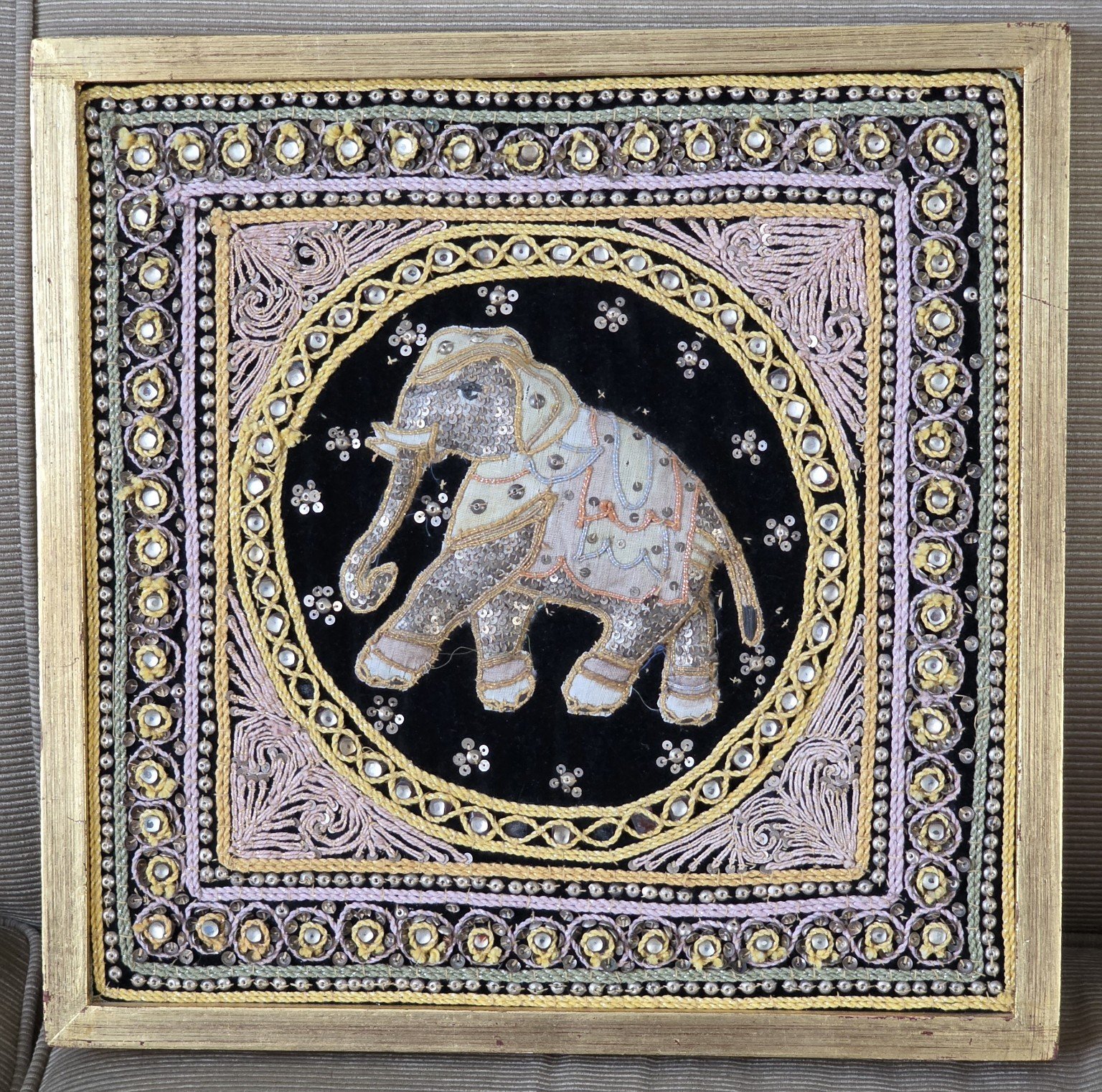 Embroidered Elephant Textile