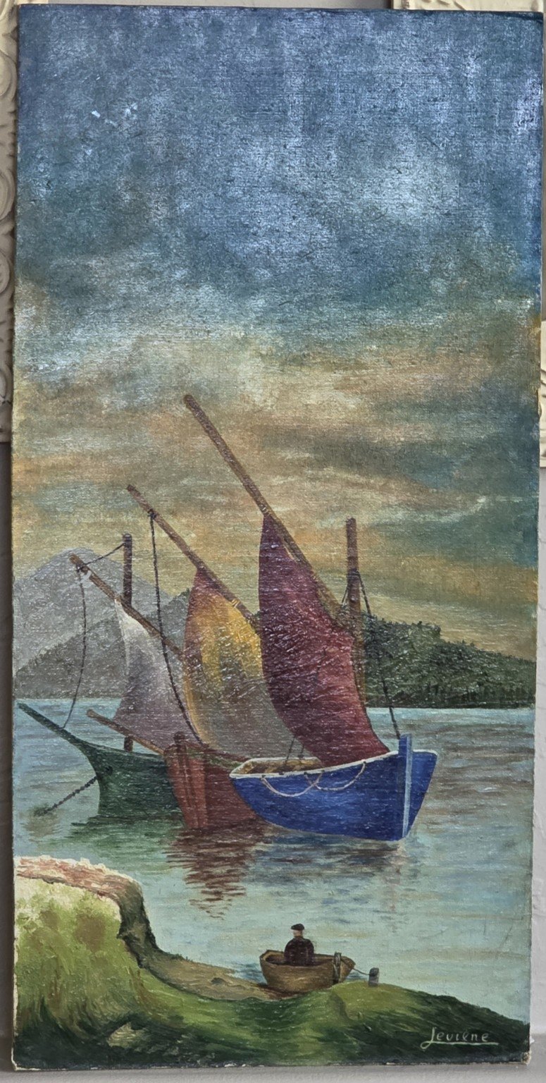 Harbor Scene with Sailboats