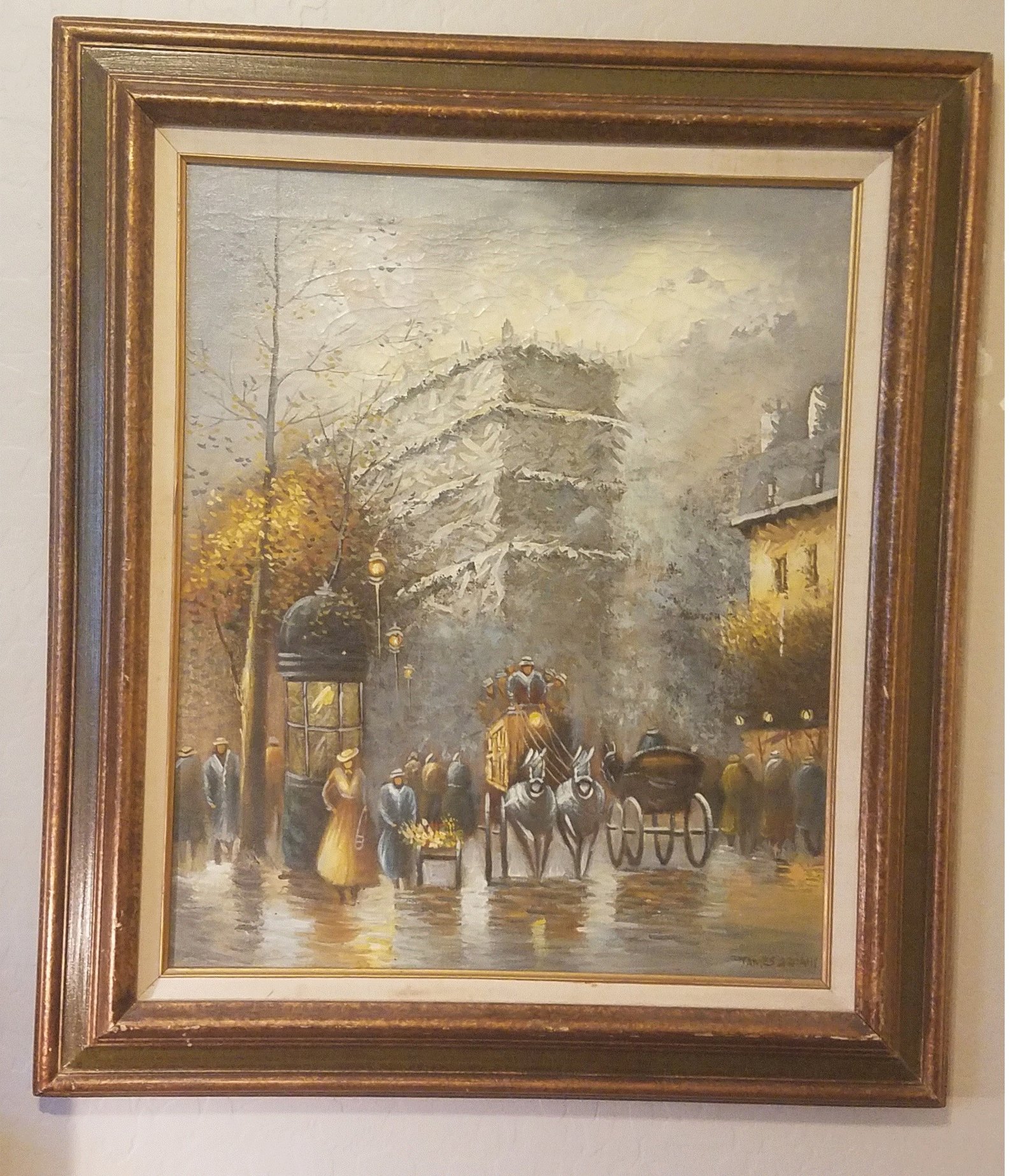 European Street Scene with Horse and Buggy