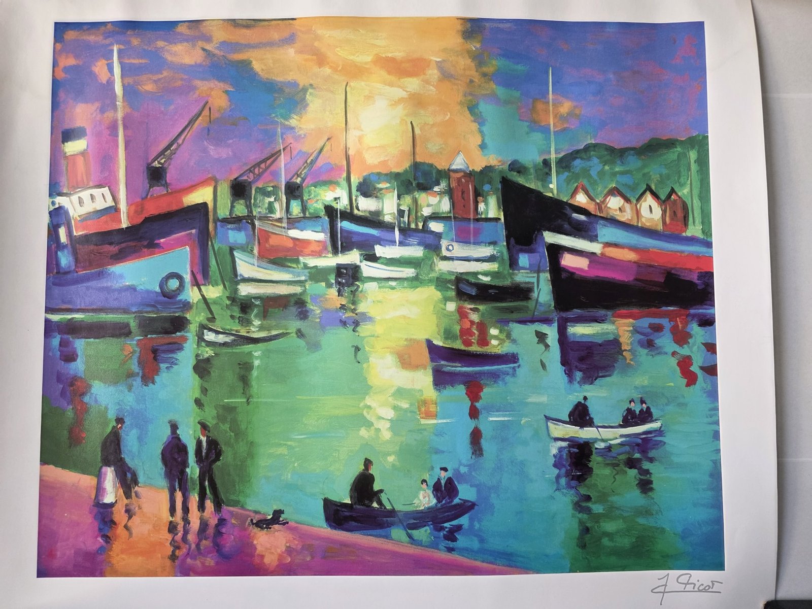 Harbor scene attributed to Picot